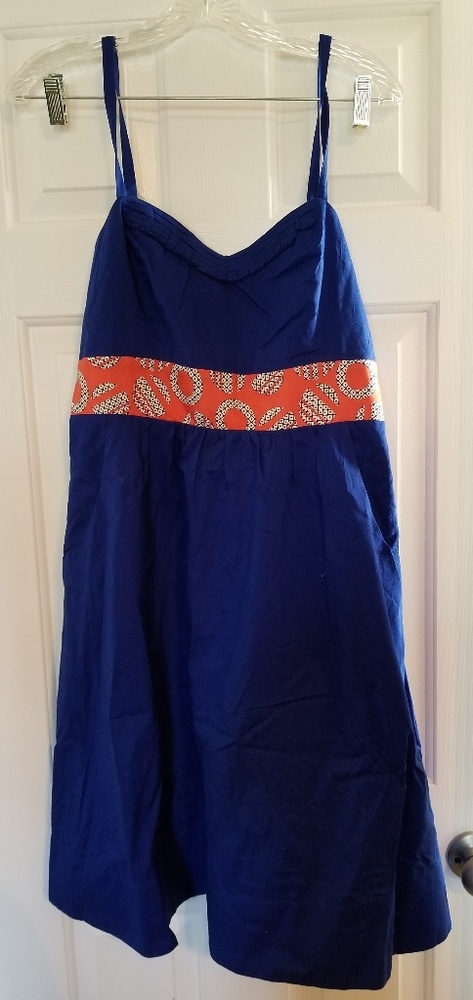 Anthropologie Dress, Blue Spaghetti Strap Size 10
